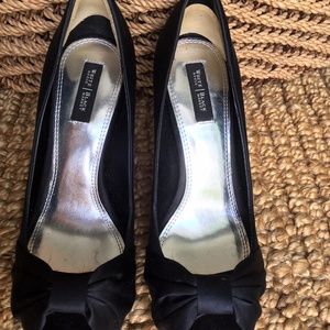 WHBM Black Peep-toe Heels